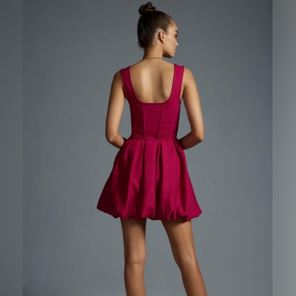 AURETA STUDIO Anthropologie Corset Bubble Dress with Pockets in Raspberry Size 6 - Picture 2 of 11